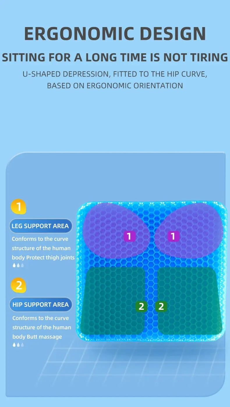 SILVORA OrthoGel Pressure Relief Seat Cushion + Cover